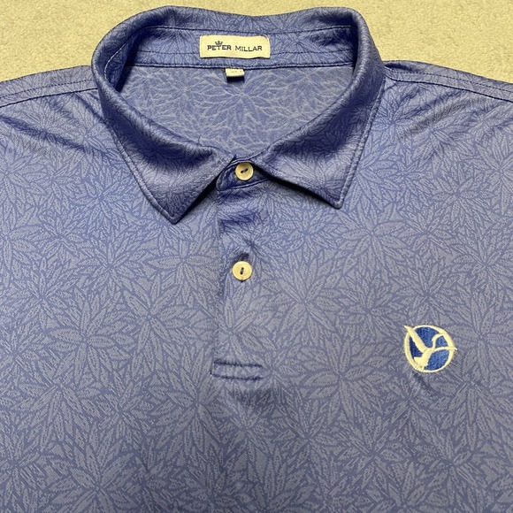 Peter Millar Other - Peter Millar Polo Mens XL Blue All Over Floral Design Performance Preppy Golf